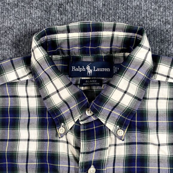 Polo Ralph Lauren Mens Medium Plaid Oxford Button up Shirt Blaire Lightweight - Picture 4 of 9